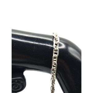 Vintage Sterling Silver Poor Boy Link Bracelet Paperclip Style Lobster Clasp